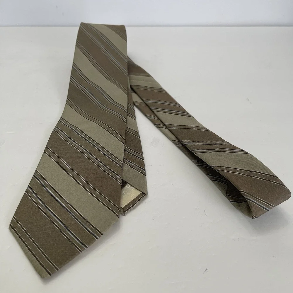 Vintage GIVENCHY Monsieur‎ Neck Tie Mens Brown Blue Stripes Retro 3